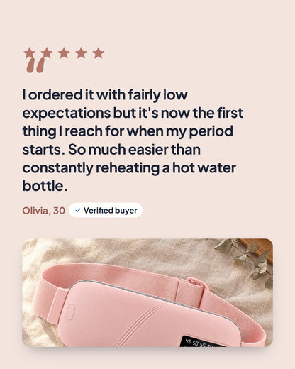 Five-star review from Olivia, 30, verified buyer: it's now the first thing I reach for when my period starts
